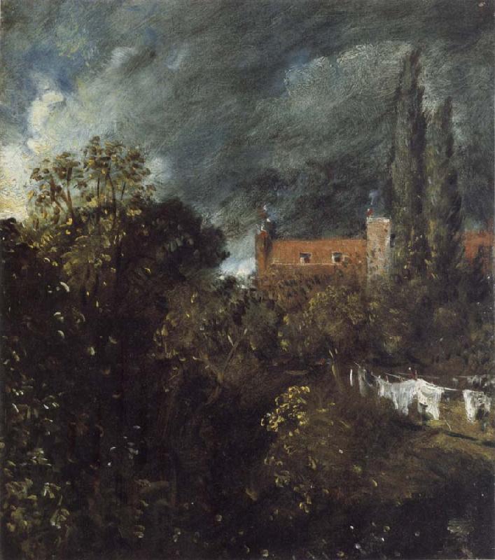 John Constable View into a Garden in Hampstead with a Red House beyond Sweden oil painting art